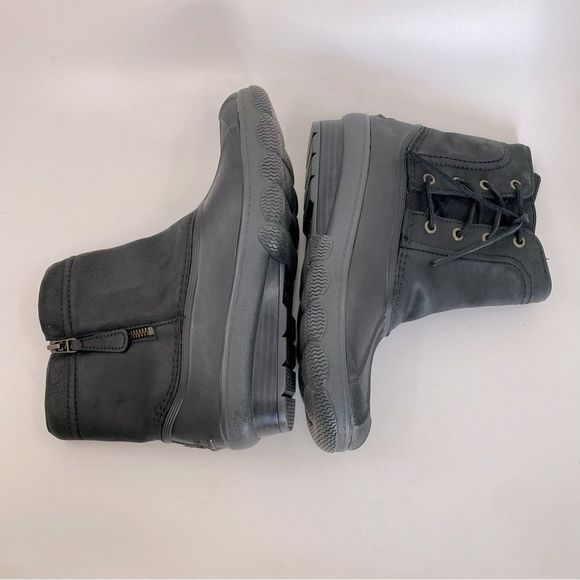 Sperry Saltwater Wedge Black Leather Quarter Duck Boots Color Black SZ 7 - Picture 9 of 12